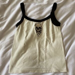 Brandy Melville white skull tank
